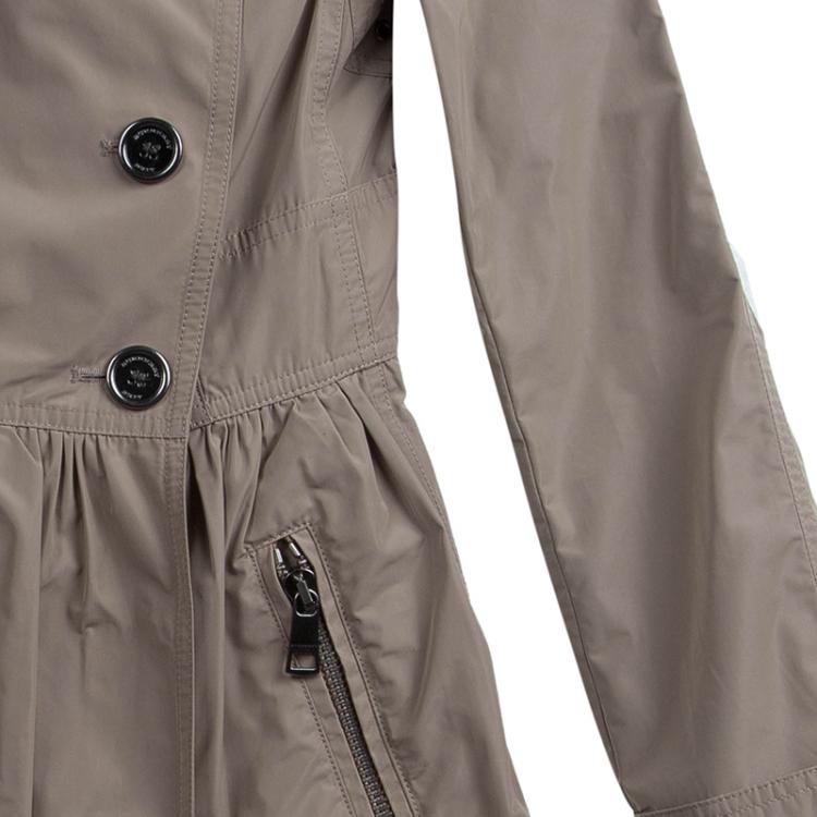 Pre Owned Burberry Brit Beige Double Breasted Overcoat XS