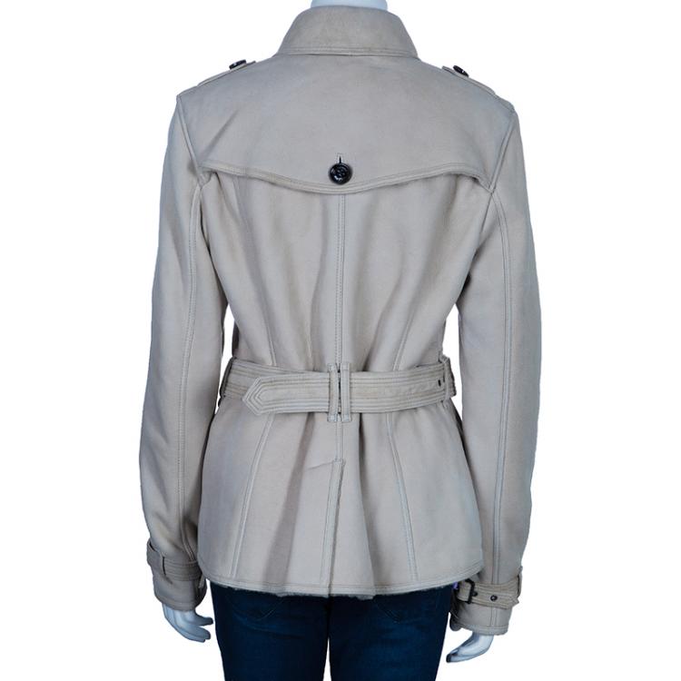 مملوكة مسبقًا Burberry Brit Beige Shearling Aviator Jacket M