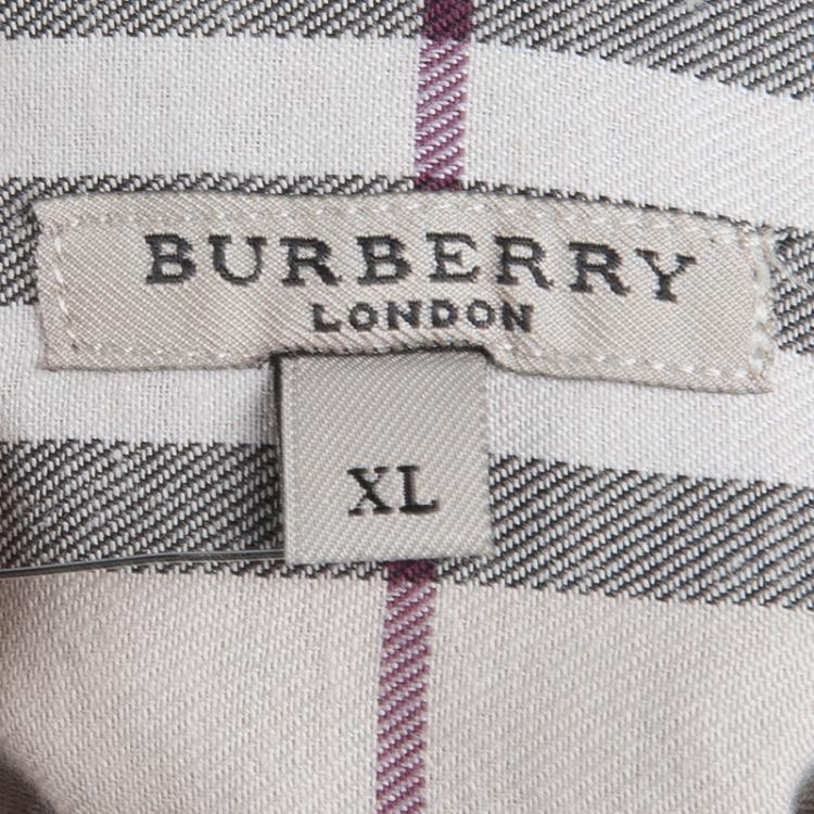 مملوكة مسبقًا Burberry Black Nova Check Trim Short Sleeve Button Front Shirt XL