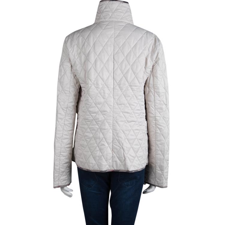 Pre Owned Burberry Brit Cream Diamond Quilted Jacket XL 