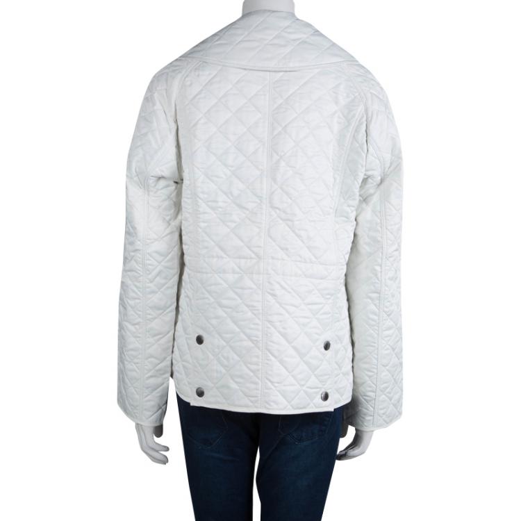 Pre Owned Burberry Brit White Diamond Quilted Jacket L