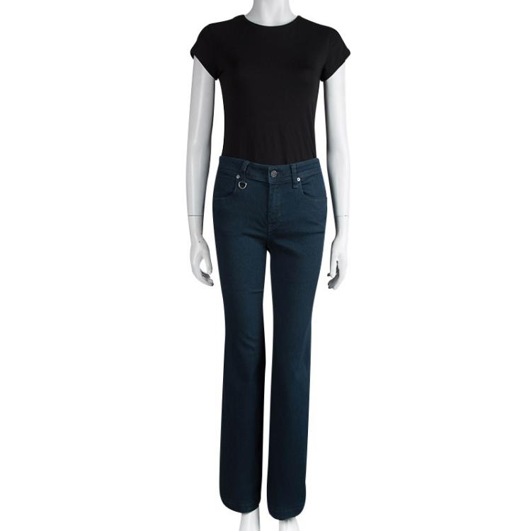 Pre Owned Burberry Brit Indigo Dark Wash Denim Fledley Flared Jeans M