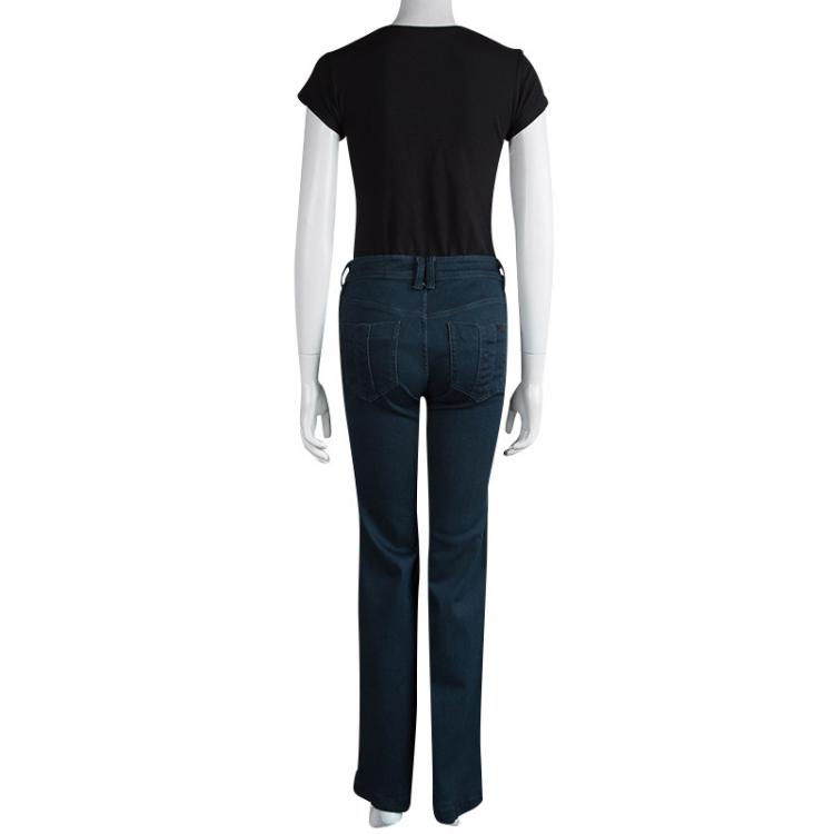 Pre Owned Burberry Brit Indigo Dark Wash Denim Fledley Flared Jeans M