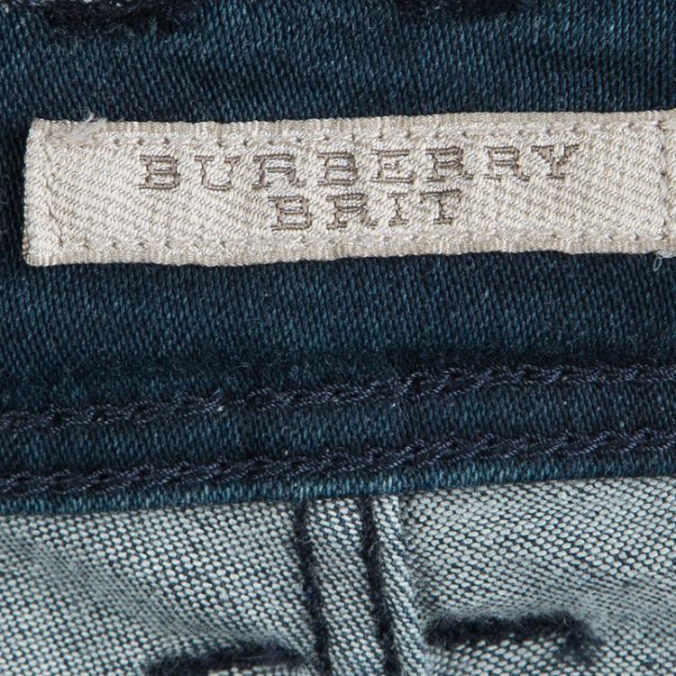 Pre Owned Burberry Brit Indigo Dark Wash Denim Fledley Flared Jeans M