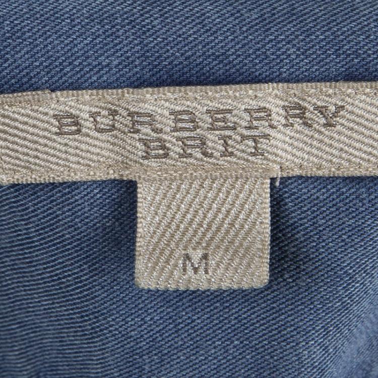 Pre Owned Burberry Blue Buttoned Down Long Sleeve Denim Shirt M