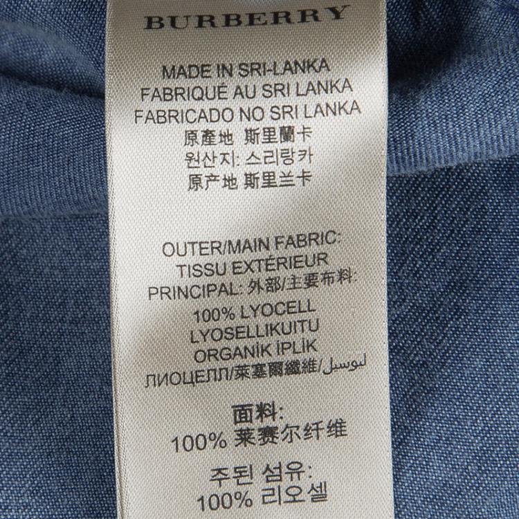 Pre Owned Burberry Blue Buttoned Down Long Sleeve Denim Shirt M