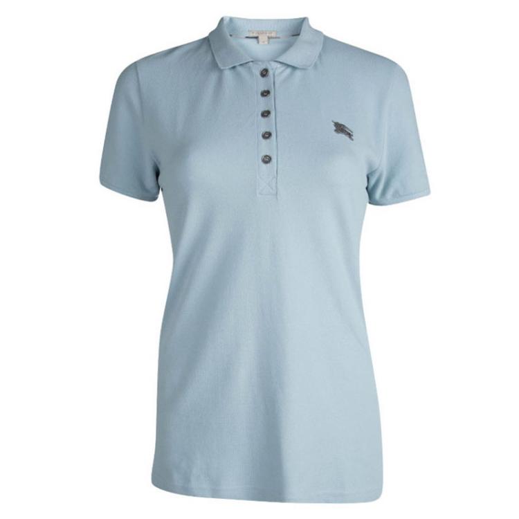 Pre Owned Burberry Brit Powder Blue Short Sleeve Polo T-Shirt M