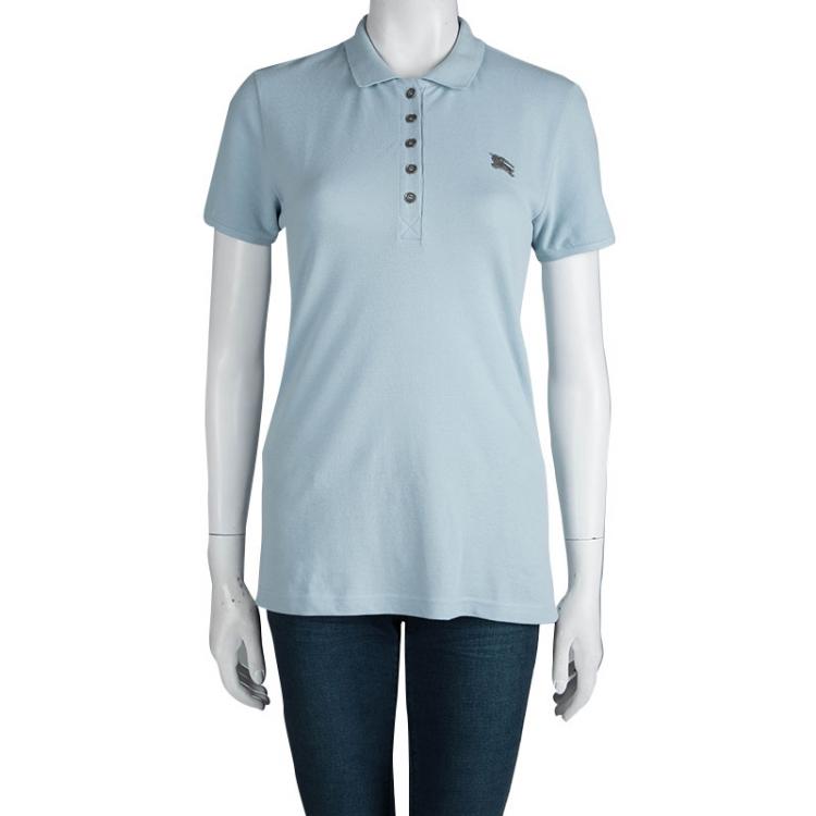 Pre Owned Burberry Brit Powder Blue Short Sleeve Polo T-Shirt M