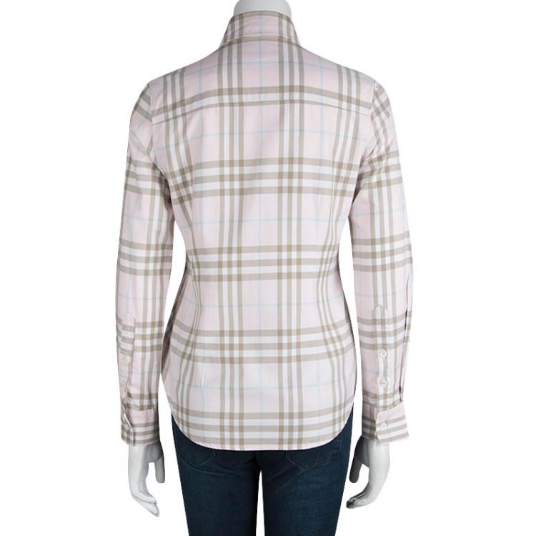 Pre Owned Burberry Pink Nova Check Long Sleeve Button Down Shirt  XL