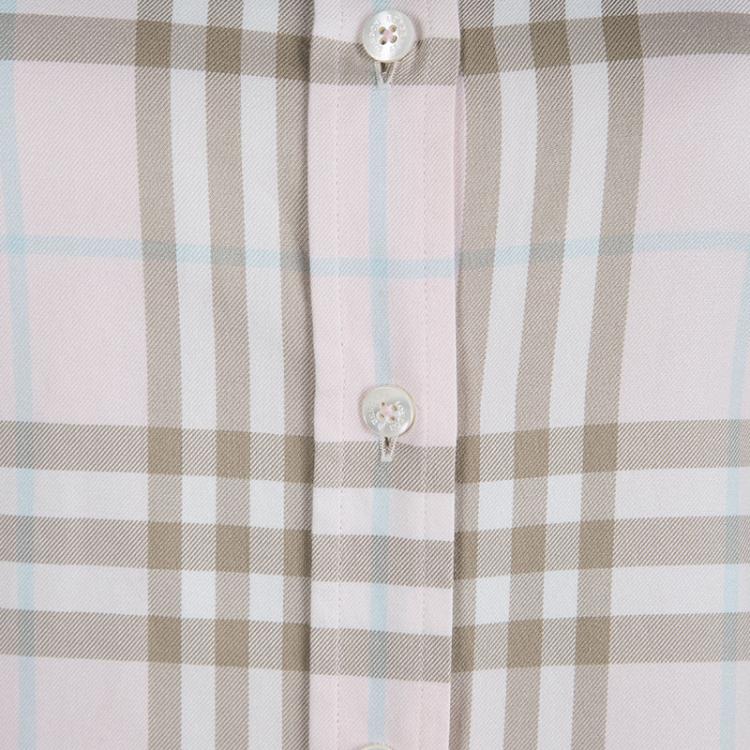 Pre Owned Burberry Pink Nova Check Long Sleeve Button Down Shirt  XL