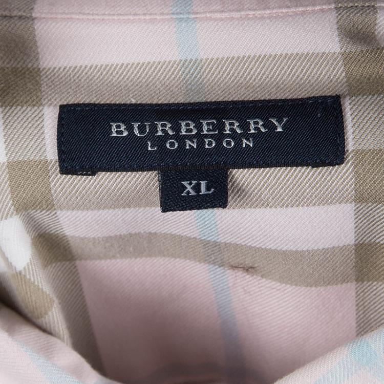 Pre Owned Burberry Pink Nova Check Long Sleeve Button Down Shirt  XL