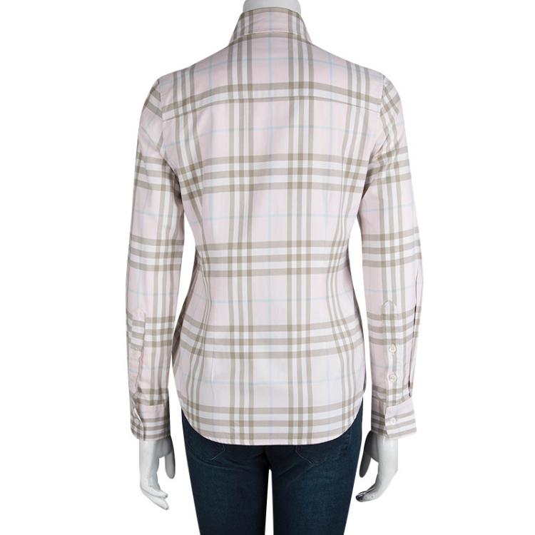 Pre Owned Burberry Pink Nova Check Long Sleeve Button Down Shirt S