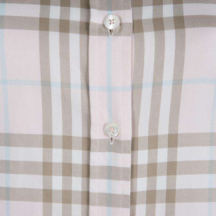 Pre Owned Burberry Pink Nova Check Long Sleeve Button Down Shirt S