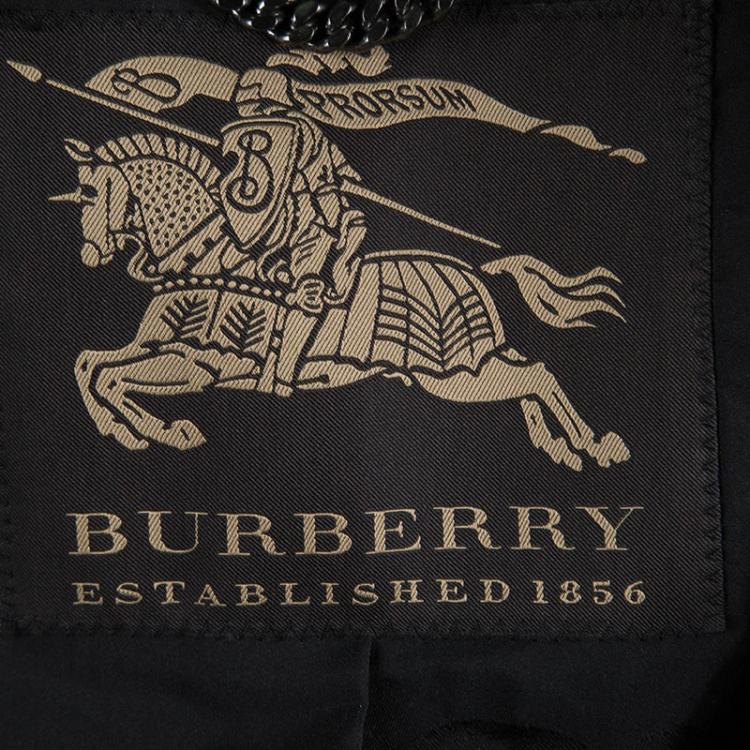 Pre Owned Burberry Black Bead Embellished Belted Trench Coat S