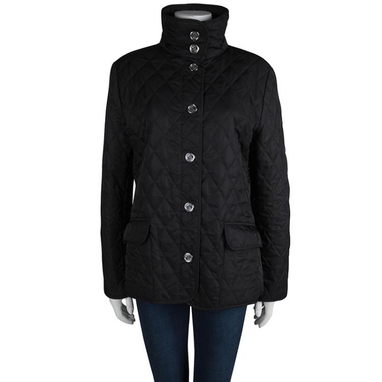 Pre Owned Burberry Black Diamond Quilted Jacket M