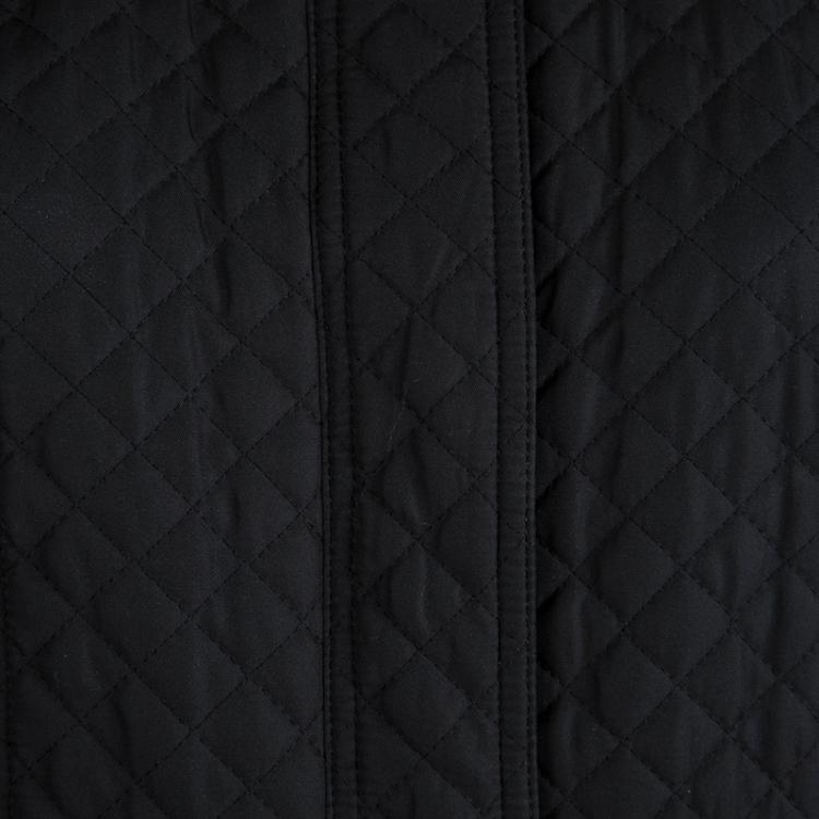Pre Owned Burberry Black Diamond Quilted Leather Trim Detail Coat M