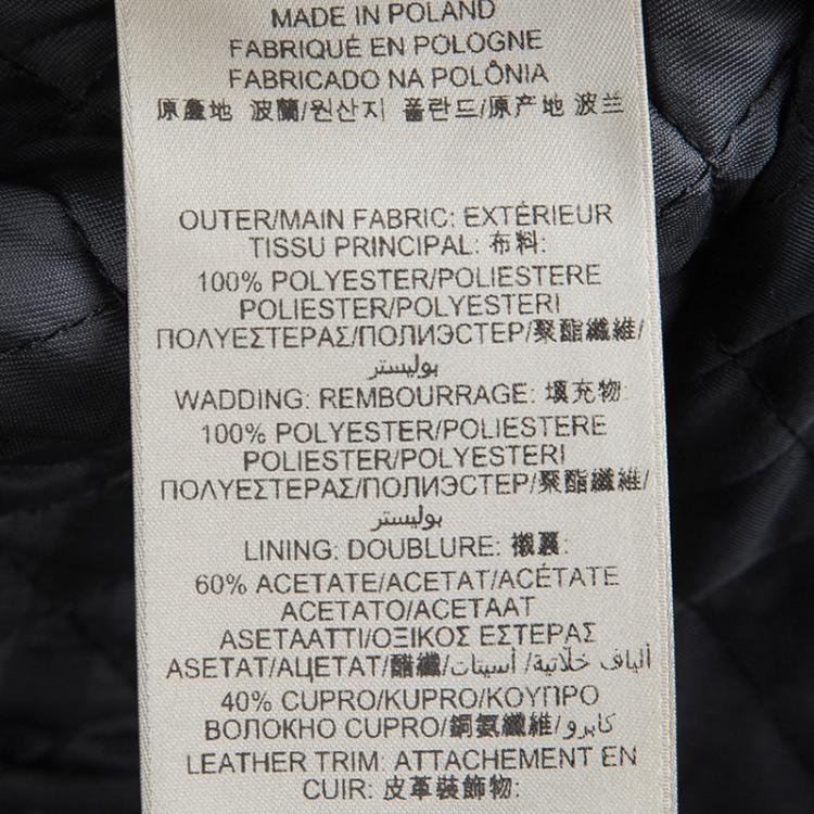 Pre Owned Burberry Black Diamond Quilted Leather Trim Detail Coat M