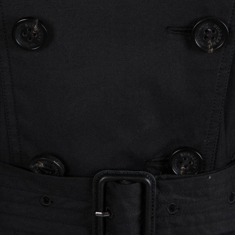 Pre Owned Burberry Black Sandringham Double Breasted Belted Coat S