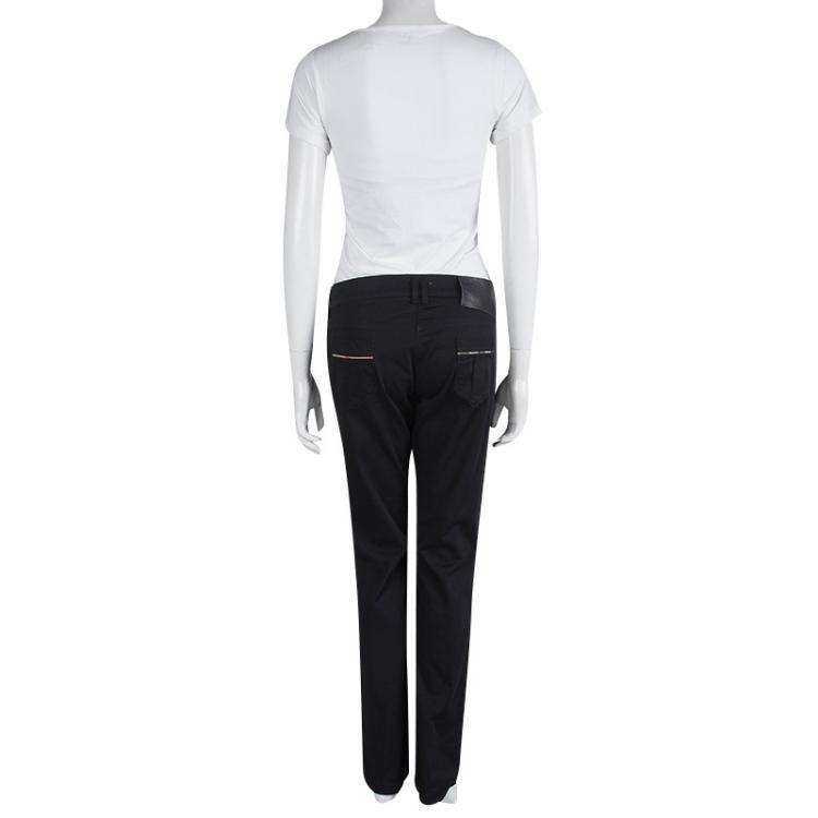 Pre Owned Burberry Black Straight Fit Trousers M