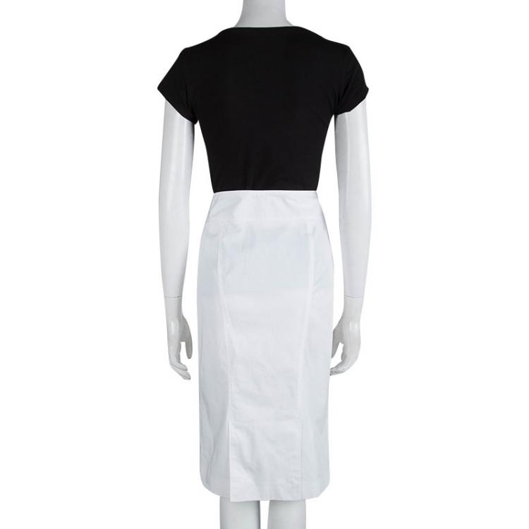 Pre Owned Burberry White Knee Length Pencil Skirt M