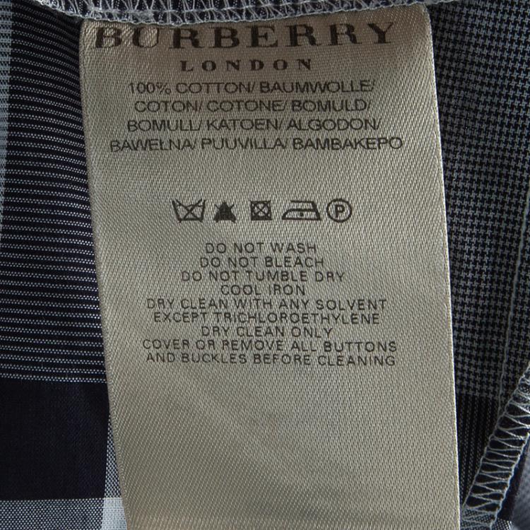 Pre Owned Burberry Grey Nova Check Cotton Pleated Belted Skirt M