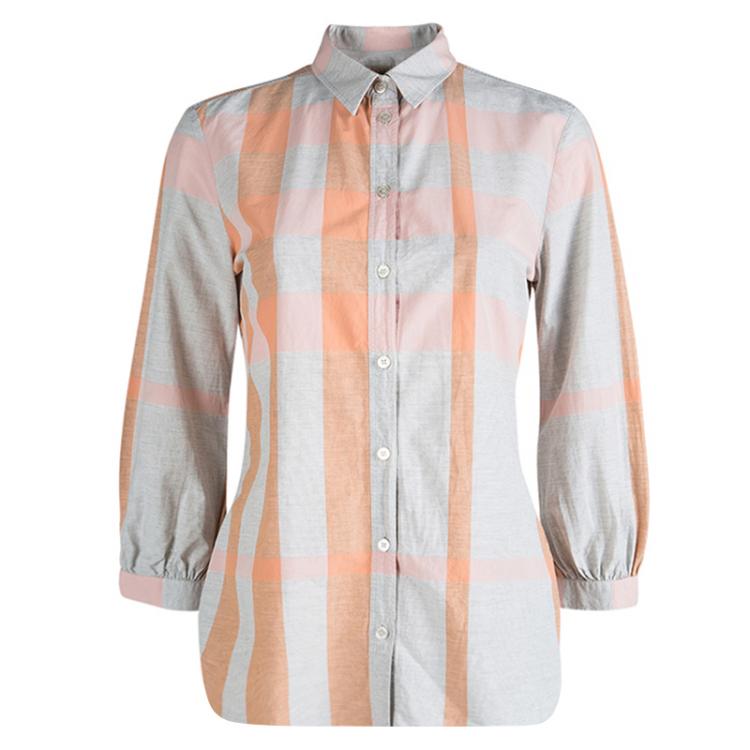 Pre Owned Burberry Brit Multicolor Checked Cotton Long Sleeve Button Front Shirt S
