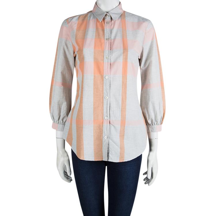 Pre Owned Burberry Brit Multicolor Checked Cotton Long Sleeve Button Front Shirt S