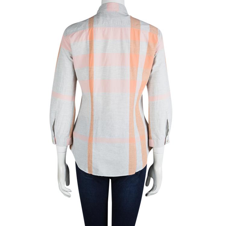 Pre Owned Burberry Brit Multicolor Checked Cotton Long Sleeve Button Front Shirt S