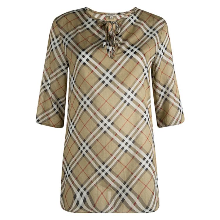 Pre Owned Burberry London Beige Novacheck Cotton Tunic S