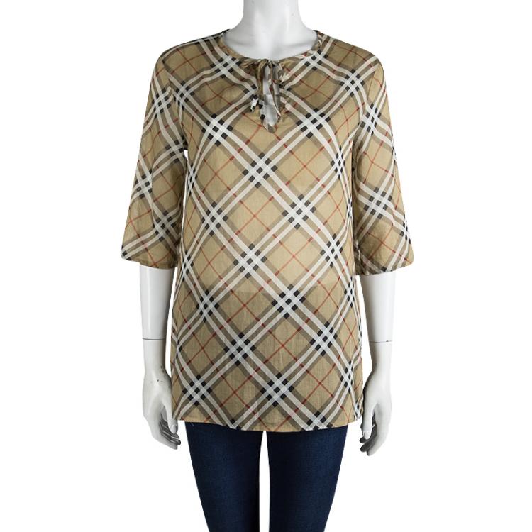 Pre Owned Burberry London Beige Novacheck Cotton Tunic S
