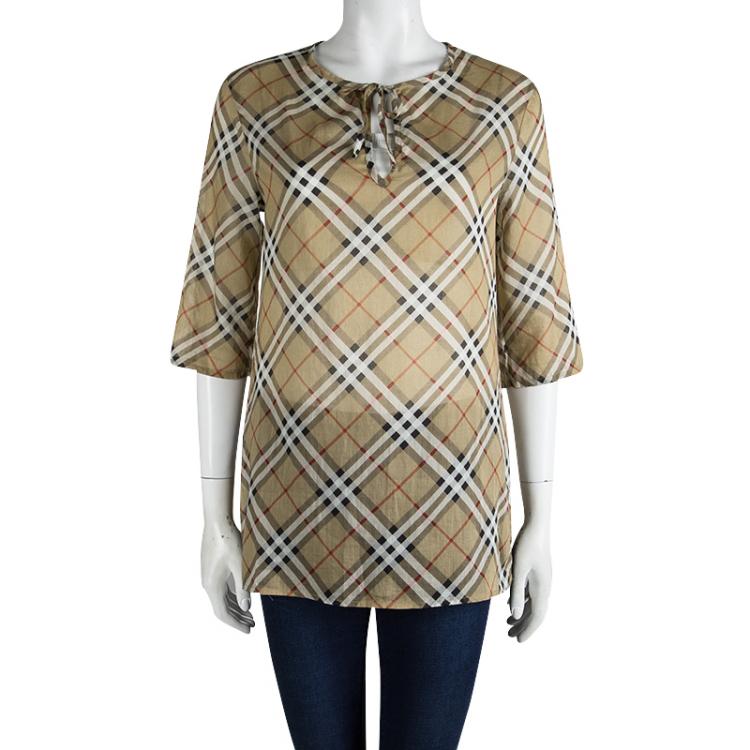 Burberry Brit Beige Nova Check Cotton Tunic Shirt XS Burberry