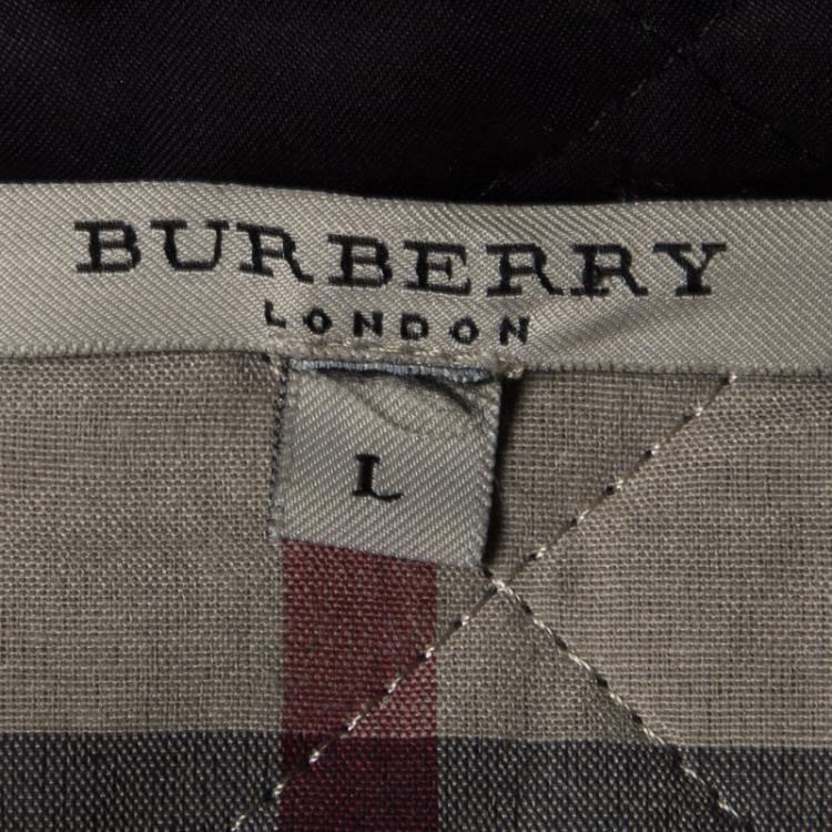 Pre Owned Burberry Black Diamond Quilted Belted Jacket L