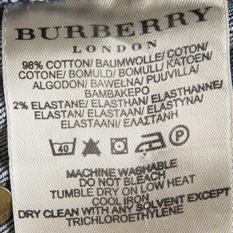 Pre Owned Burberry Indigo Dark Wash Denim Inverted Pleat Skirt S