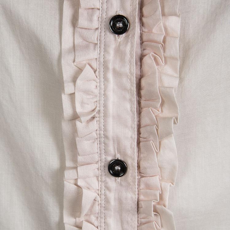 Pre Owned Burberry Pink Cotton Ruffle Placket Detail Blouse S