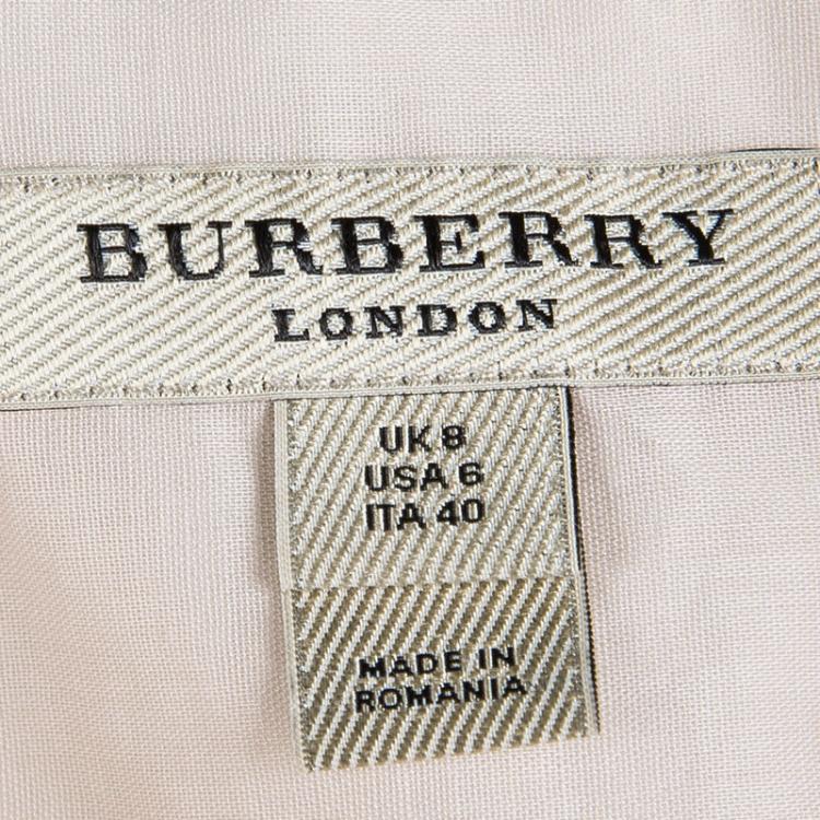 Pre Owned Burberry Pink Cotton Ruffle Placket Detail Blouse S