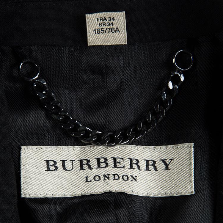 Pre Owned Burberry Black Notched Collar Tailored Blazer XS
