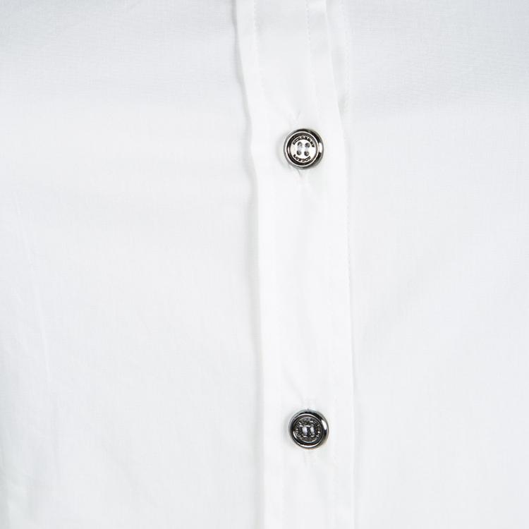 مملوكة مسبقًا Burberry London White Embellished Cuff Detail Button Front Shirt S