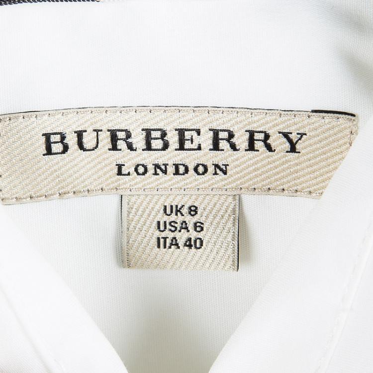 مملوكة مسبقًا Burberry London White Embellished Cuff Detail Button Front Shirt S