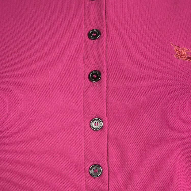 Pre Owned Burberry Brit Pink Short Sleeve Polo T-Shirt L