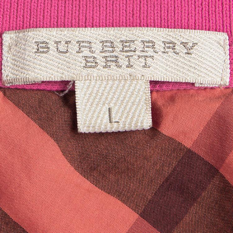 Pre Owned Burberry Brit Pink Short Sleeve Polo T-Shirt L