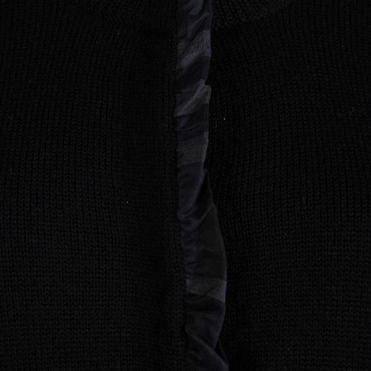 Pre Owned Burberry Black Merino Wool Button Front Cardigan XL