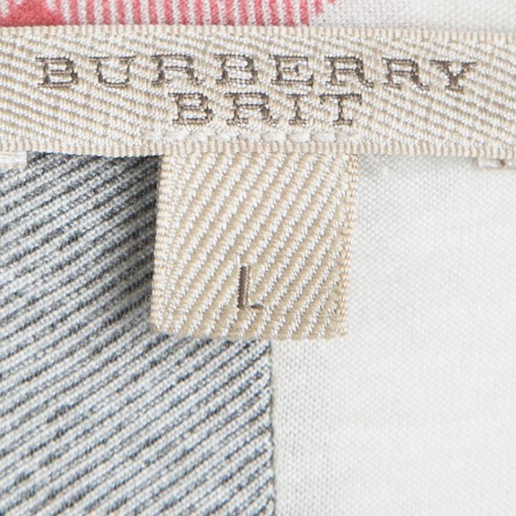 Pre Owned Burberry Beige Novacheck Short Sleeve Top L