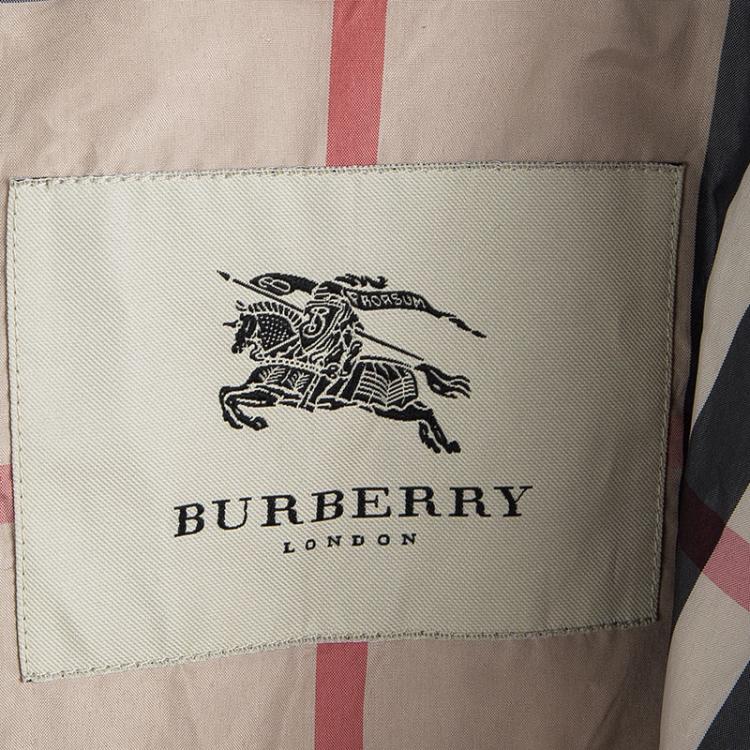 Pre Owned Burberry London White Zip Front Gathered Sleeve Nylon Jacket M