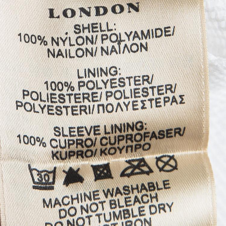 Pre Owned Burberry London White Zip Front Gathered Sleeve Nylon Jacket M