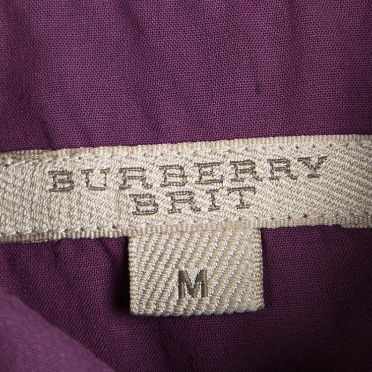 Pre Owned Burberry Brit Purple Checked Oversized Tunic Top M