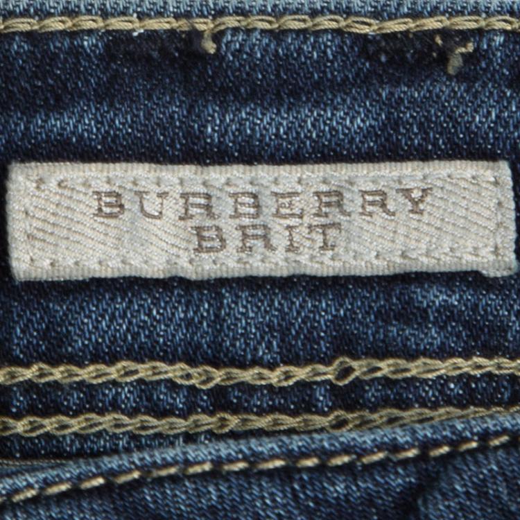 Pre Owned Burberry Brit Indigo Dark Wash Denim Skinny Kensington Jeans M