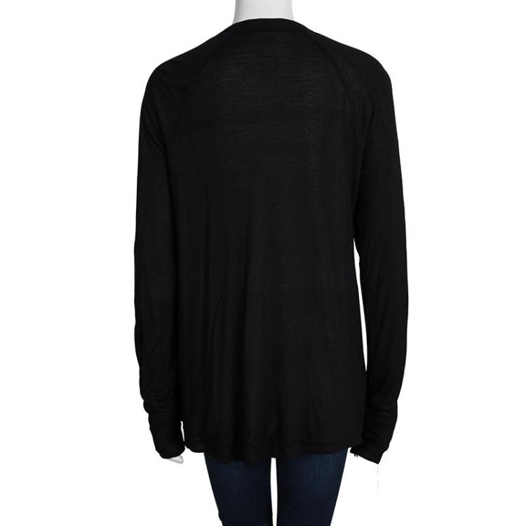 مملوكة مسبقًا Burberry Brit Black Knit Draped Open Front Cardigan M