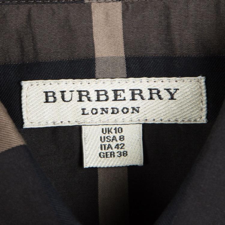 Pre Owned Burberry London Brown Checked Cotton Long Sleeve Button Front Shirt M