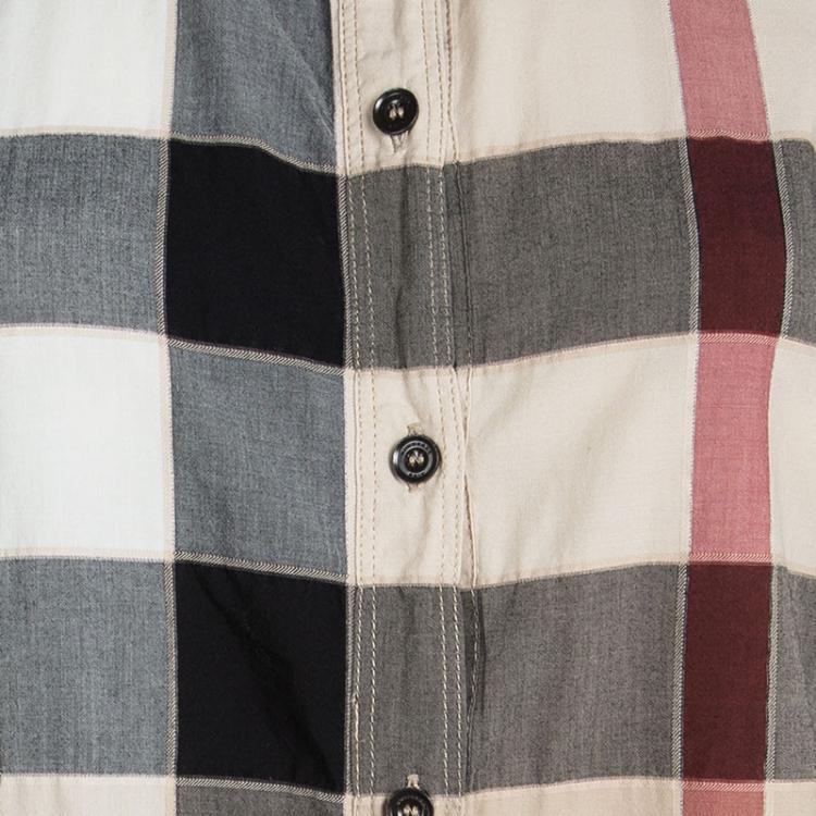 Pre Owned Burberry Brit Beige Nova Check Cotton Long Sleeve Button Front Shirt S