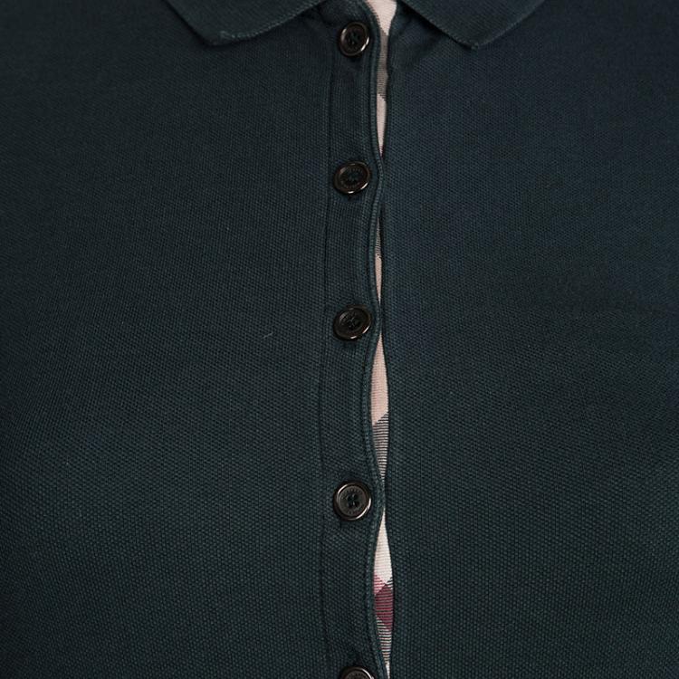 Pre Owned Burberry Brit Dark Green Short Sleeve Polo T-Shirt S